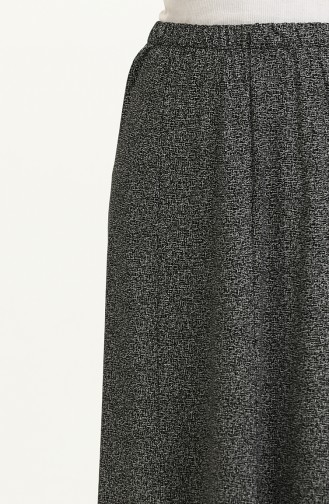 Elastic Waist Printed Skirt 0823A-01 Black 0823A-01