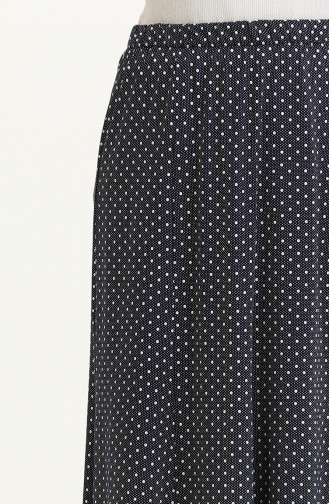 Elastic Waist Printed Skirt 0823B-01 Navy Blue 0823B-01