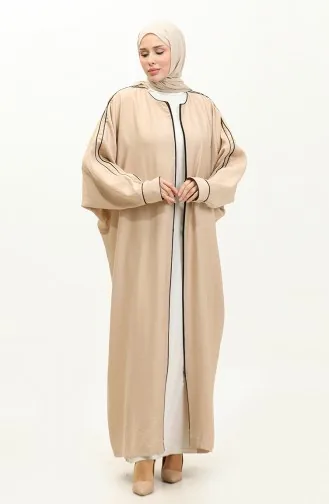 Oyya Aerobin Bat Sleeve Piping Abaya 248503-02 Beige 248503-02