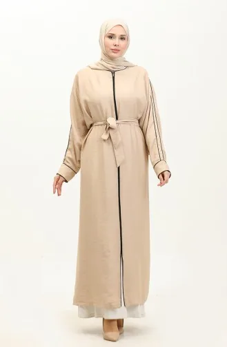Oyya Aerobin Bat Sleeve Piping Abaya 248503-02 Beige 248503-02