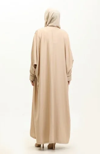 Oyya Aerobin Bat Sleeve Piping Abaya 248503-02 Beige 248503-02