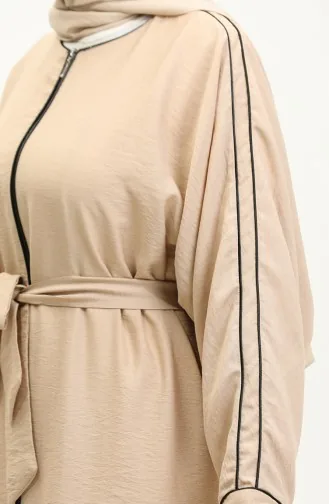 Oyya Aerobin Bat Sleeve Piping Abaya 248503-02 Beige 248503-02