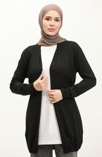 Großer Viskose-Cardigan Mit Gürtel 0627-02 Schwarz 0627-02