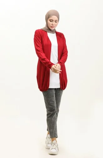 Groot Formaat Viscose Vest Met Riem 0627-03 Bordeauxrood 0627-03
