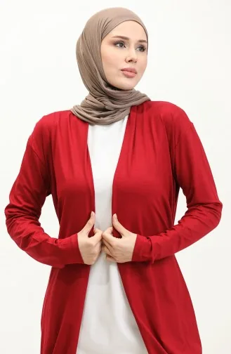 Groot Formaat Viscose Vest Met Riem 0627-03 Bordeauxrood 0627-03