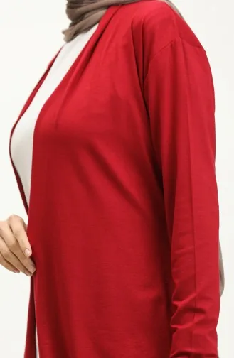 Groot Formaat Viscose Vest Met Riem 0627-03 Bordeauxrood 0627-03
