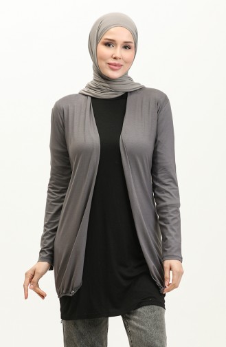 Plus Size Belted Viscose Cardigan 0627-06 Anthracite 0627-06