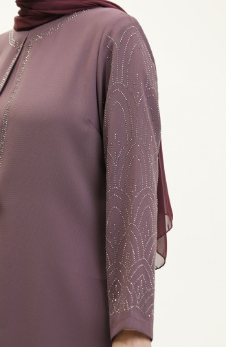 Tailleur Robe De Soirée Imprimé Pierre Grande Taille 6121-01 Lilas Foncé 6121-01