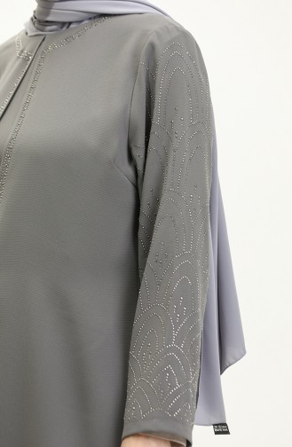 Großer Abendkleid-Anzug Mit Steinmuster 6121-05 Grau 6121-05