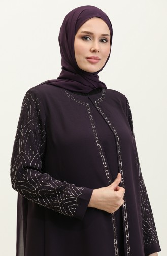 طقم سهرة بطبعة حجر مقاس كبير 6121-06 برقوقي 6121-06