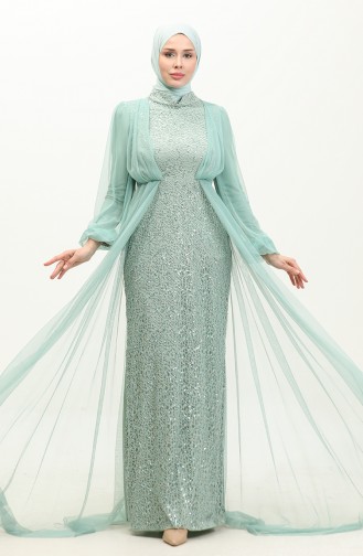 Sequined Evening Dress 6383A-08 water Green 6383A-08