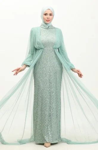 Abendkleid Mit Pailletten 6383A-08 Wassergrün 6383A-08