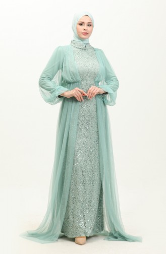Abendkleid Mit Pailletten 6383A-08 Wassergrün 6383A-08