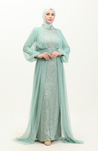 Robe De Soirée A Paillettes 6383A-08 Vert D`Eau 6383A-08