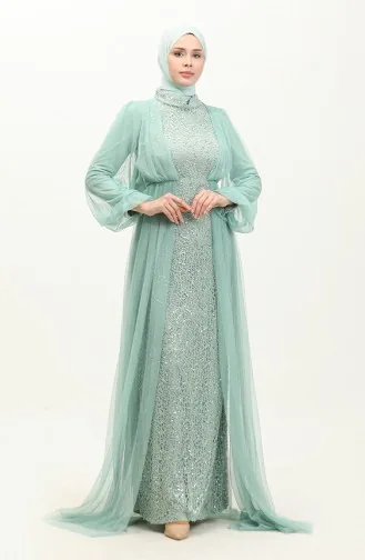Abendkleid Mit Pailletten 6383A-08 Wassergrün 6383A-08