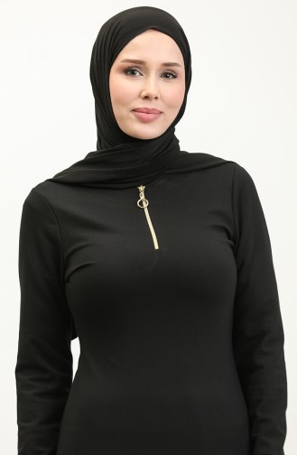 Kleid Mit Reißverschluss 2149-02 Schwarz 2149-02