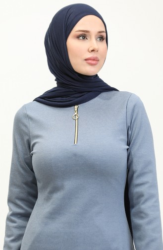 Kleid Mit Reißverschluss 2149C-01 Blau 2149C-01