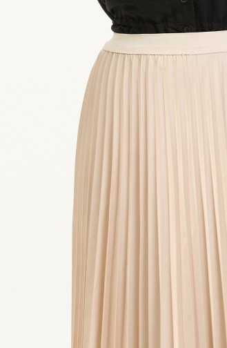 Pleated Satin Skirt Beige 4340 443