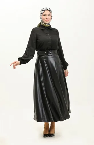 Leren Rok Met Riem Zwart 4331 449