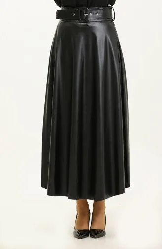 Leren Rok Met Riem Zwart 4331 449