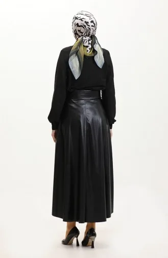 Leren Rok Met Riem Zwart 4331 449