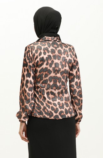 Leopard Patterned Blouse Brown T1700 516