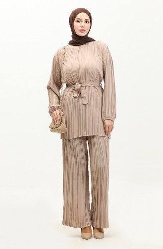 Plissierter Doppelanzug Beige Tk244 583