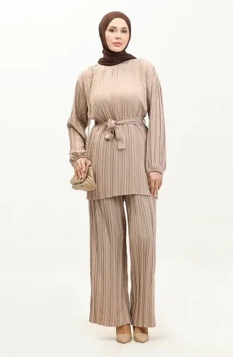 Plissierter Doppelanzug Beige Tk244 583