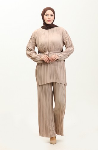 Plissierter Doppelanzug Beige Tk244 583