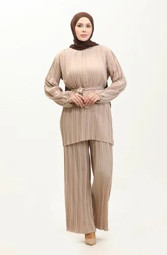 Plissierter Doppelanzug Beige Tk244 583