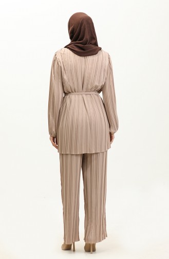 Plissierter Doppelanzug Beige Tk244 583