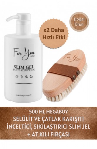 Slim Jel İnceltici Sıkılaştırıcı Yağ Yakıcı İncelme Çatlak Ve Selülit Kremi 500 Ml At Kılı Fırçası