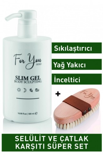 Slim Jel İnceltici Sıkılaştırıcı Yağ Yakıcı İncelme Çatlak Ve Selülit Kremi 500 Ml At Kılı Fırçası