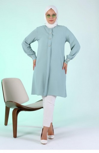 Große Hijab-Tunika Für Damen Mit Knöpfen Ayrobin-Stoff 4892 Wassergrün 4892.su yeşili