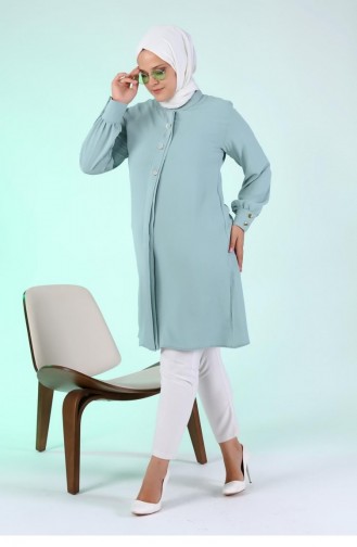 Große Hijab-Tunika Für Damen Mit Knöpfen Ayrobin-Stoff 4892 Wassergrün 4892.su yeşili