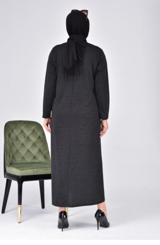 Robe Mère Longue à Col Lunaire Pour Femmes Grande Taille Hijab 8107 Noir 8107.siyah