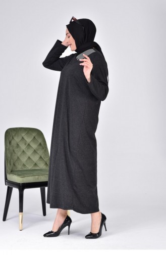 Robe Mère Longue à Col Lunaire Pour Femmes Grande Taille Hijab 8107 Noir 8107.siyah