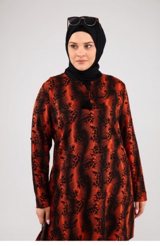 Große Hijab-Tunika Für Damen Mit Schnüren Und Seitenschlitzen 8246 Ziegelstein 8246.kiremit