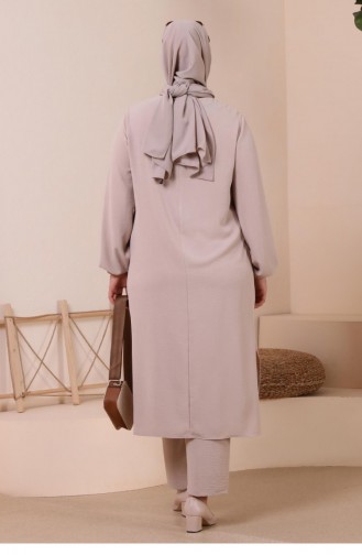 Women`s Large Size Bottom Top Set With Pockets And Stone Embroidered 8250 Stone 8250.Taş