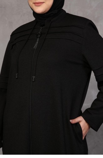 Dames Hijabkleding Overjas Groot Formaat Volledige Lengte Met Ritssluiting 8611 Zwart 8611.siyah