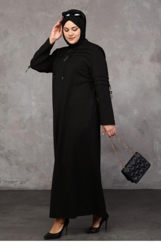Women`s Hijab Clothing Topcoat Large Size Full Length Zippered 8611 Black 8611.siyah