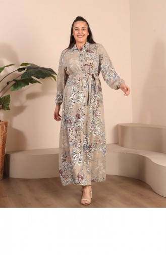 Women`s Plus Size Summer Dress Plus Hijab Clothing Long Dress 8751S1 Mink 8751s1.vizon