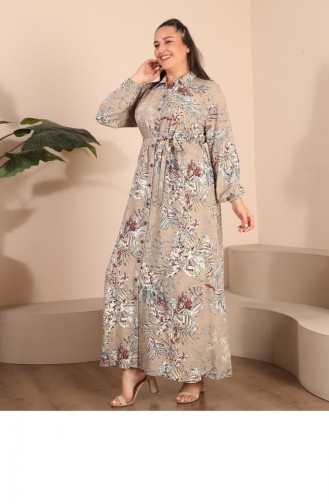 Women`s Plus Size Summer Dress Plus Hijab Clothing Long Dress 8751S1 Mink 8751s1.vizon