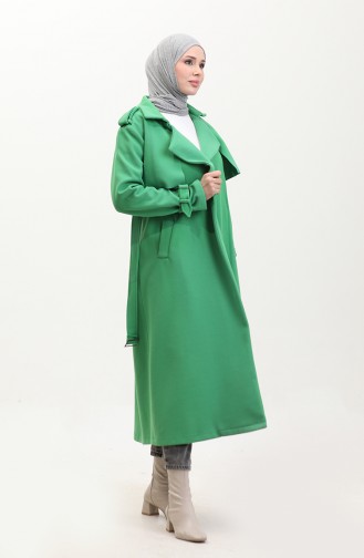 Epaulette Stamped Coat Green K318 419