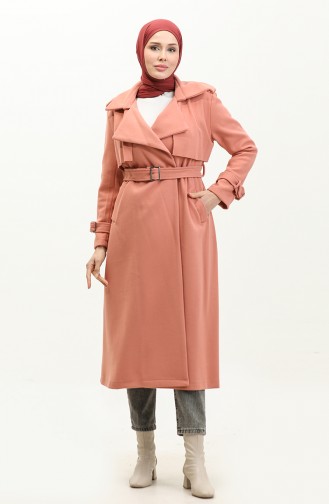 Epaulette Stamped Coat Dusty Rose K318 421