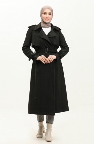 Manteau Estampé à épaulettes Noir K318 422