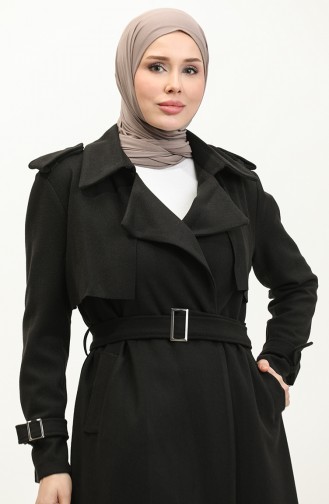 Manteau Estampé à épaulettes Noir K318 422