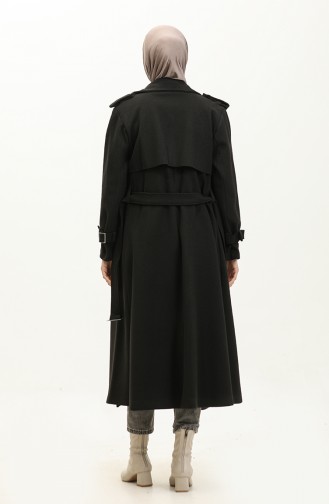 Manteau Estampé à épaulettes Noir K318 422