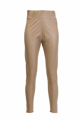 Pantalon Cuir Coupe Skinny 20185-05 Beige 20185-05