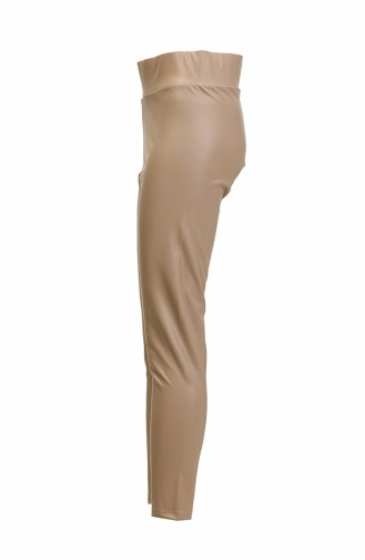 Pantalon Cuir Coupe Skinny 20185-05 Beige 20185-05